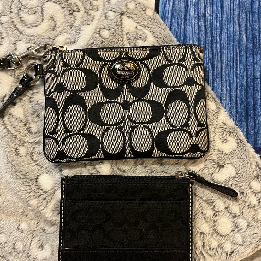 Coach black/grey wristlet and card holder